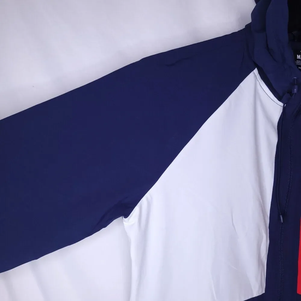 Under Armour Freedom Jacket Mens Medium Storm Red, White Blue Windbreaker Hooded